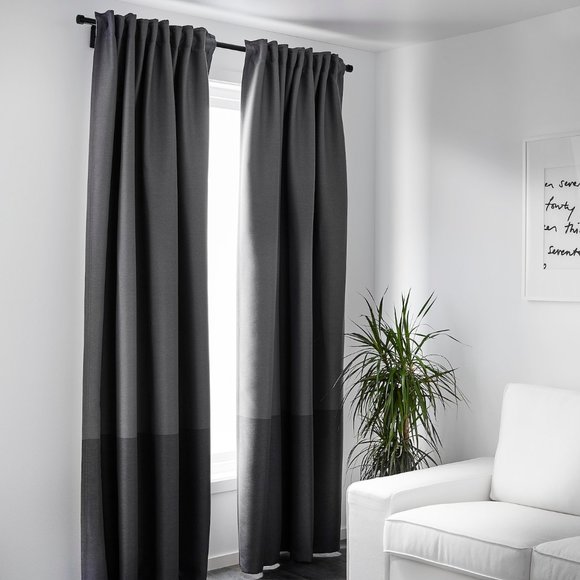 IKEA MARJUN Room Darkening Curtains 57x98" 1 Pair (2 Panels) Gray 702.984.22 - Picture 1 of 5